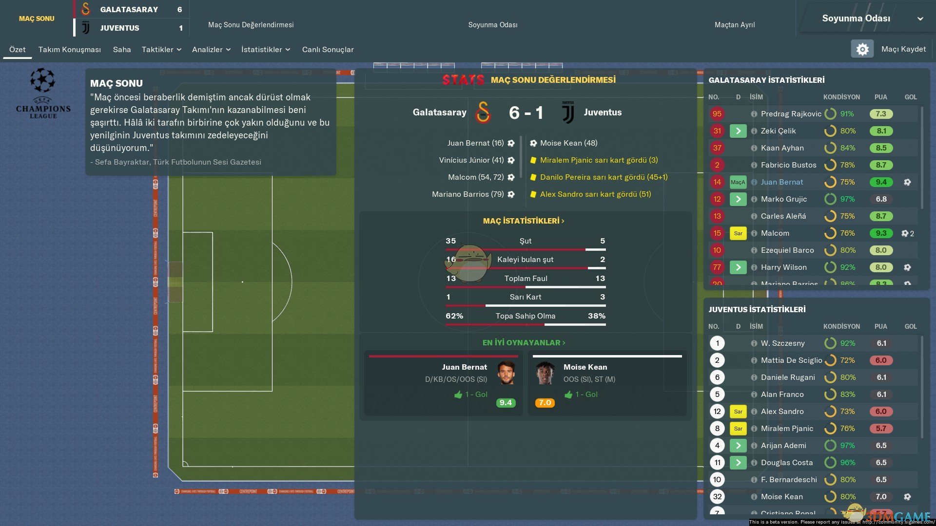 安德烈亚·贝洛蒂以个人表现获得赞誉，助球队胜利